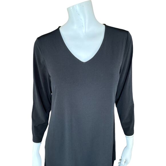 Susan Graver Modern Essentials Liquid Knit A-Line Tunic Black Small - Picture 9 of 11